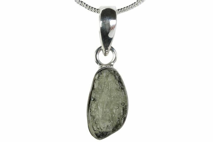 Green Moldavite Tektite Pendant ( g) - Sterling Silver #382703